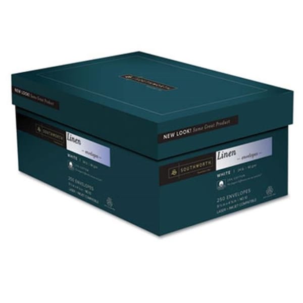 Southworth Co Southworth J554-10 Credentials Collection Fine Linen No 10 Envelope- V-Flap- White- 250/Box J554-10 - main
